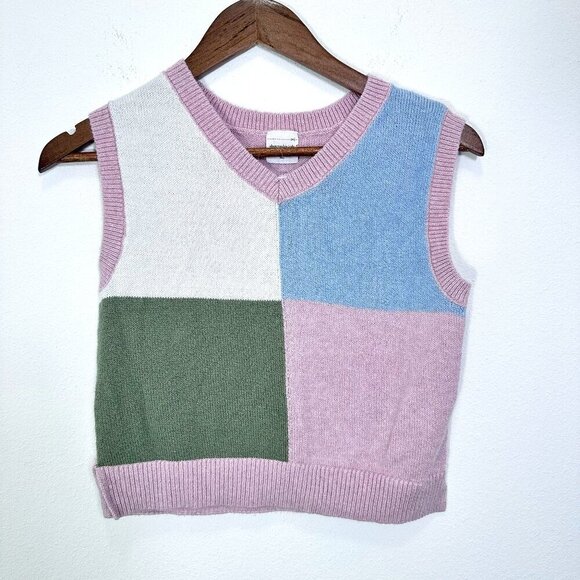 Abercrombie kids colorblock V Neck Sweater Vest Girls Size 9/10 - Picture 1 of 4